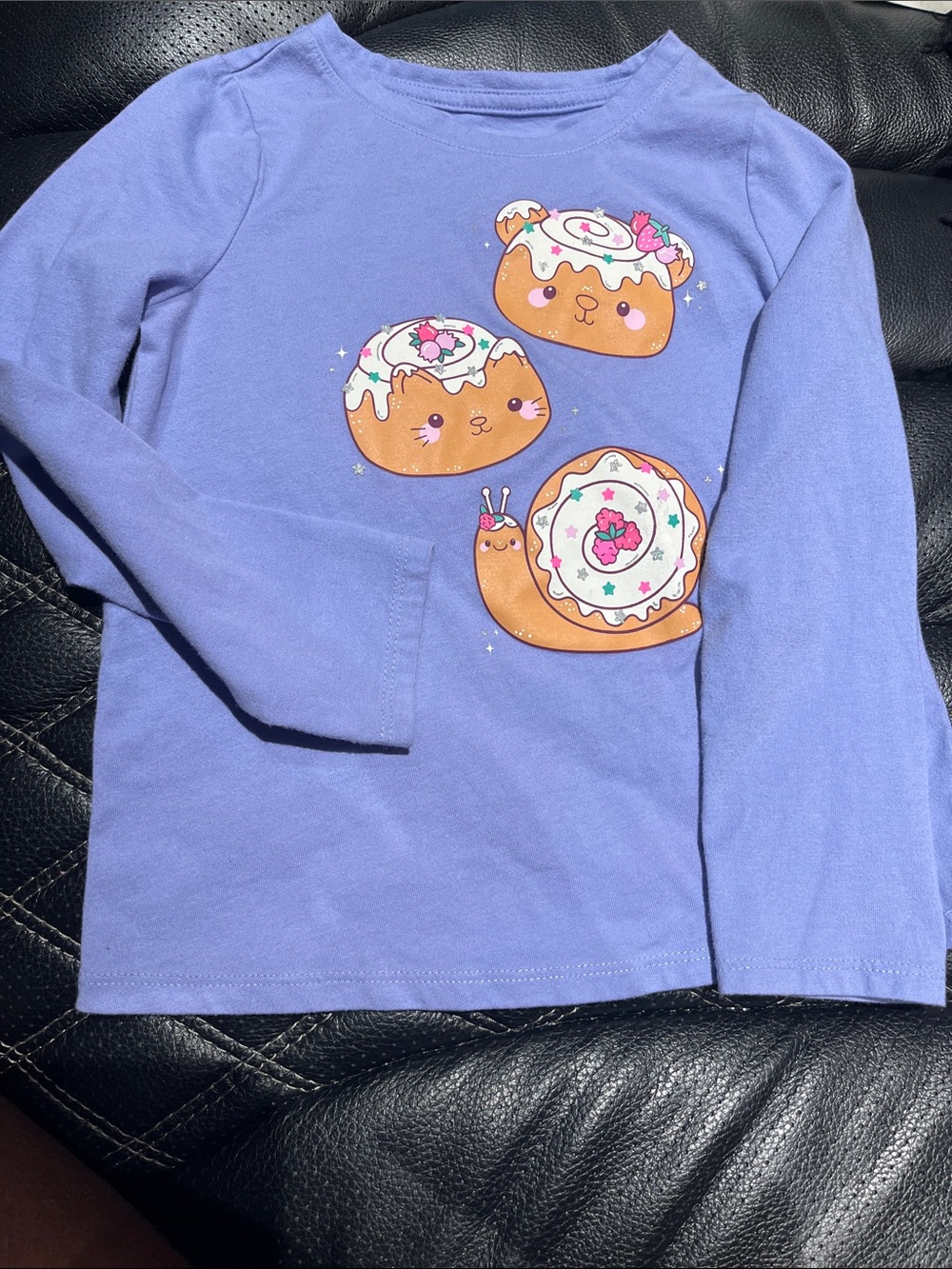 Cat & Jack Lavender Long-Sleeve Tee with Donut Animal Snail Graphic